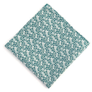 Grey w/ Teal Floral Pocket Square Handkerchief